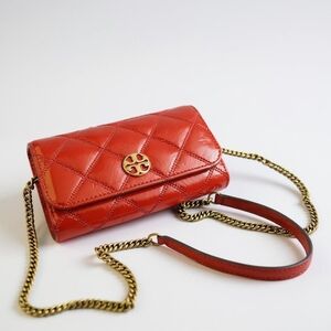 Tory Burch Red Quilted Leather Crossbody Bag
